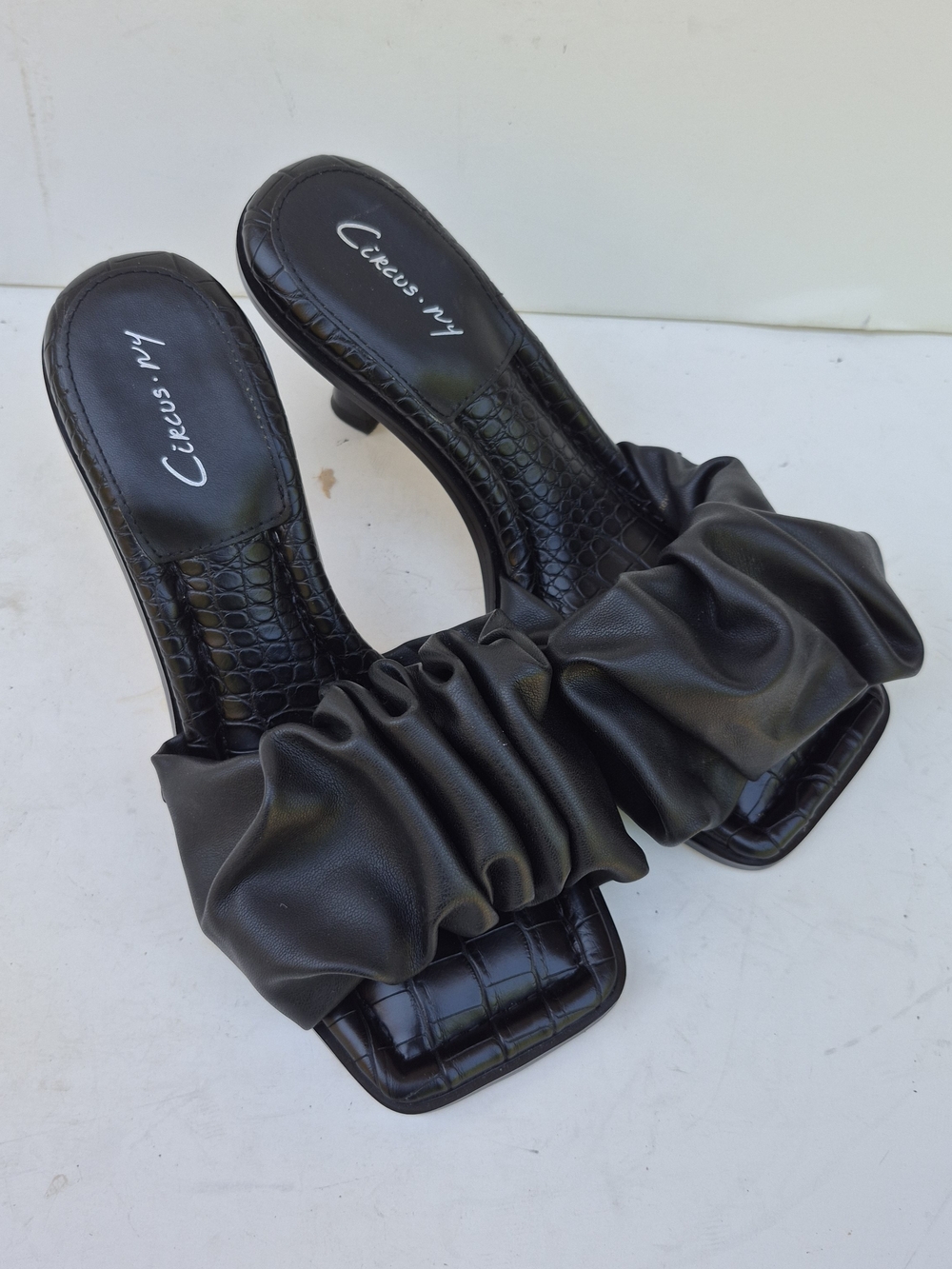 Circus by Sam Edelman Black Ruched Slide Heels